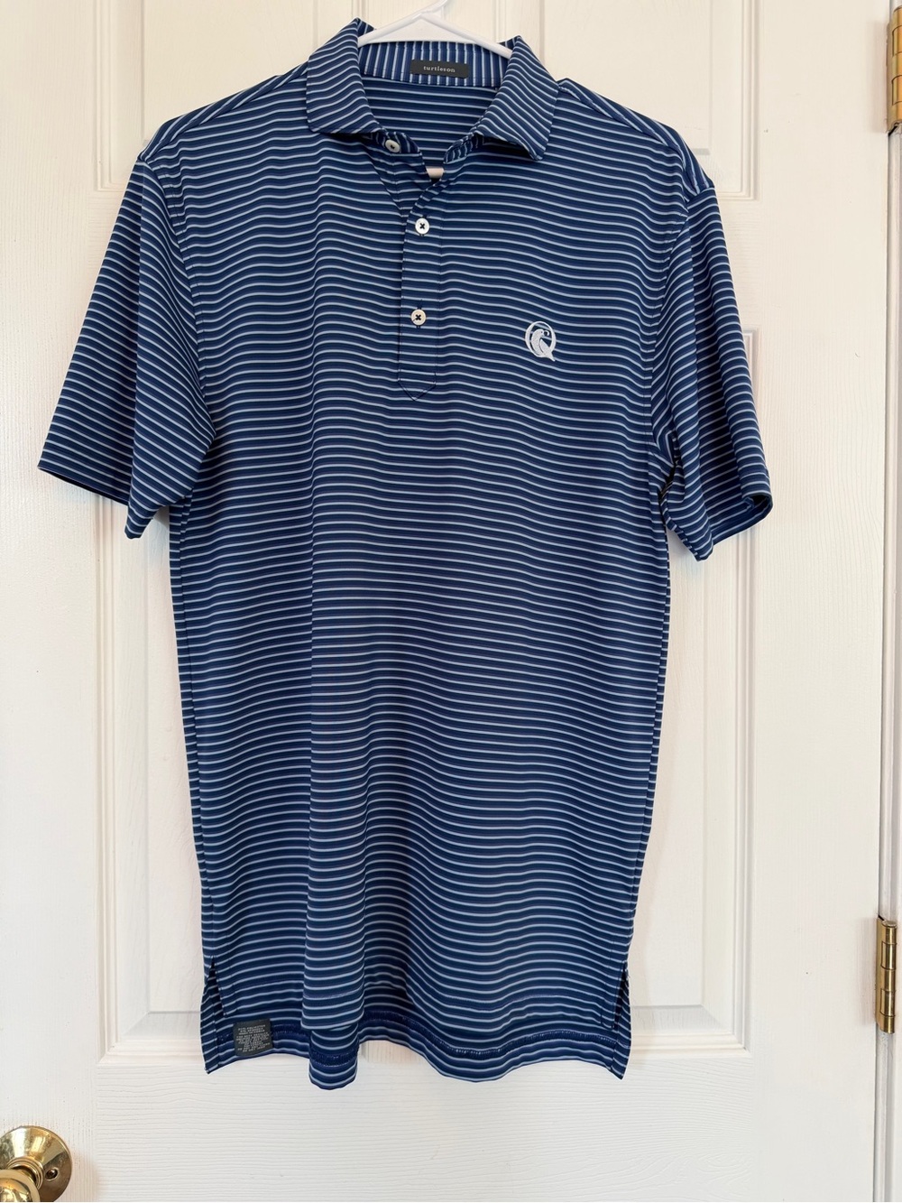 Turtleson Striped Blue Purple Performance Polo - Size Small
